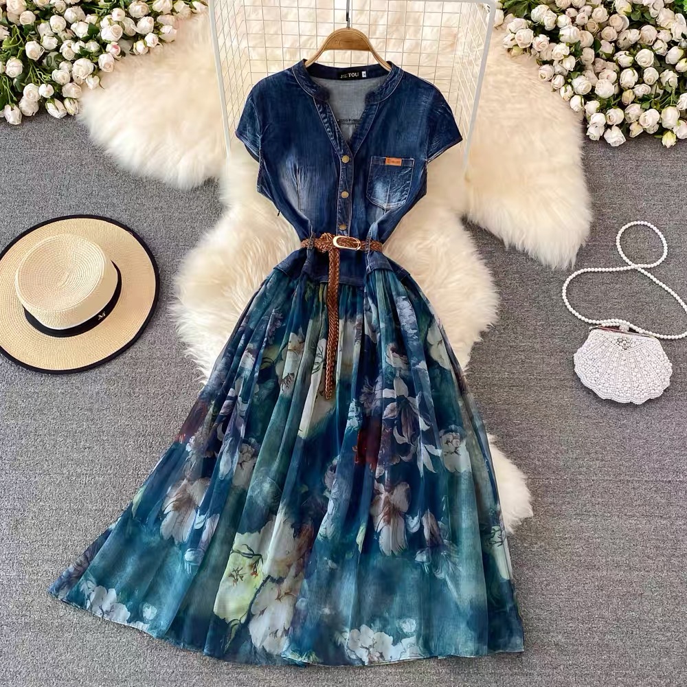 Denim print memories dress DD2 image